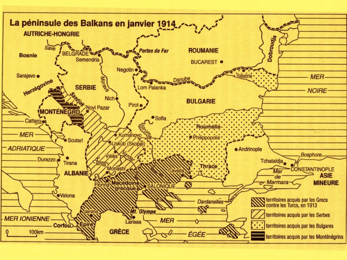 La péninsule des Balkans en janvier 1914