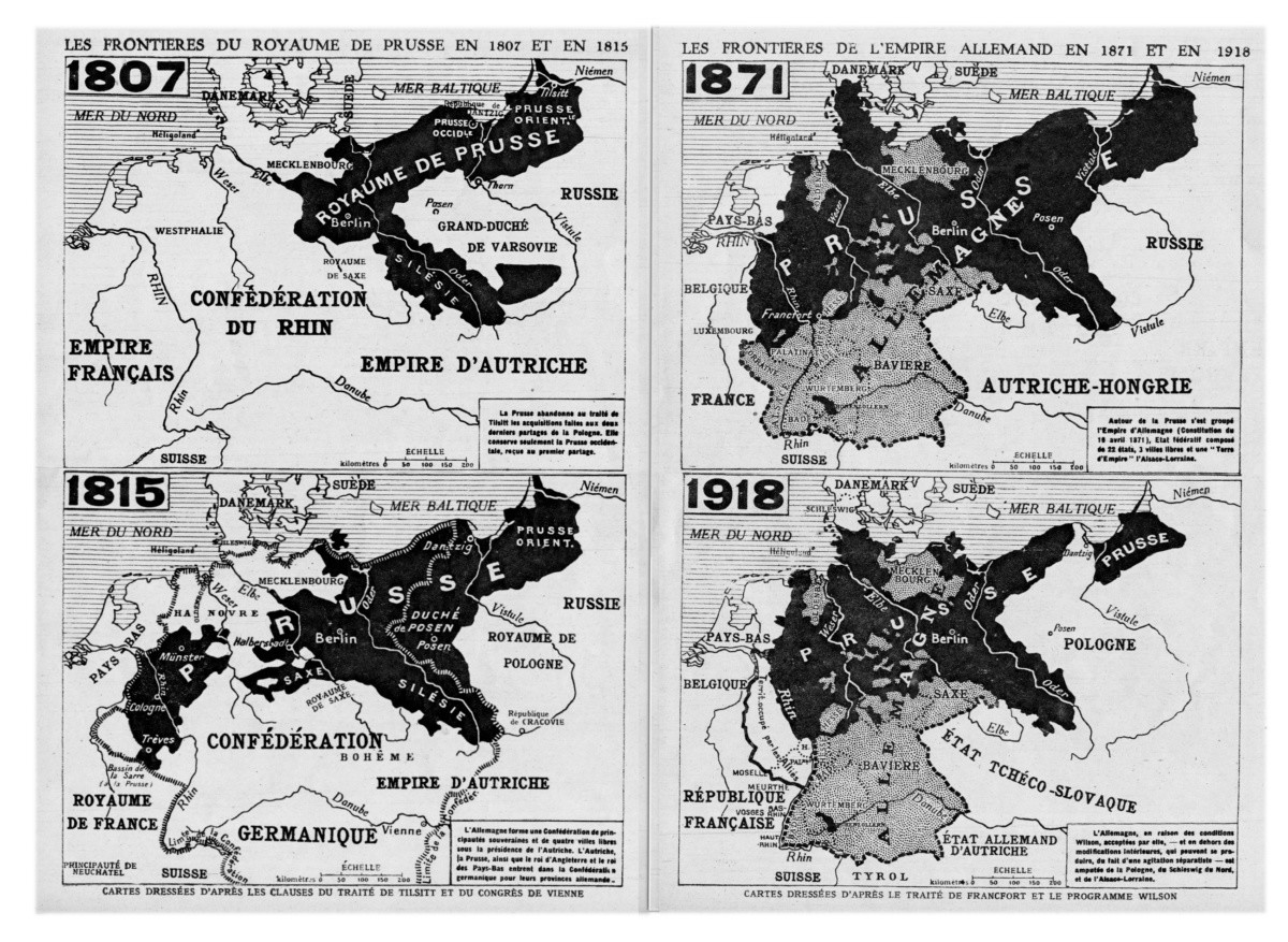 Les frontières du Royaume de Prusse (1807-1815) et de l'Empire allemand (1871-1918)